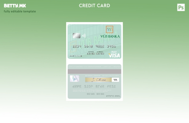 Модерен стил на Словачка VÚB Banka виза дебитна картичка шаблон